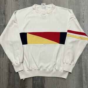 VTG Norsport Nautical Flag White Sailing Sweatshirt 90s Cotton Pockets Boating